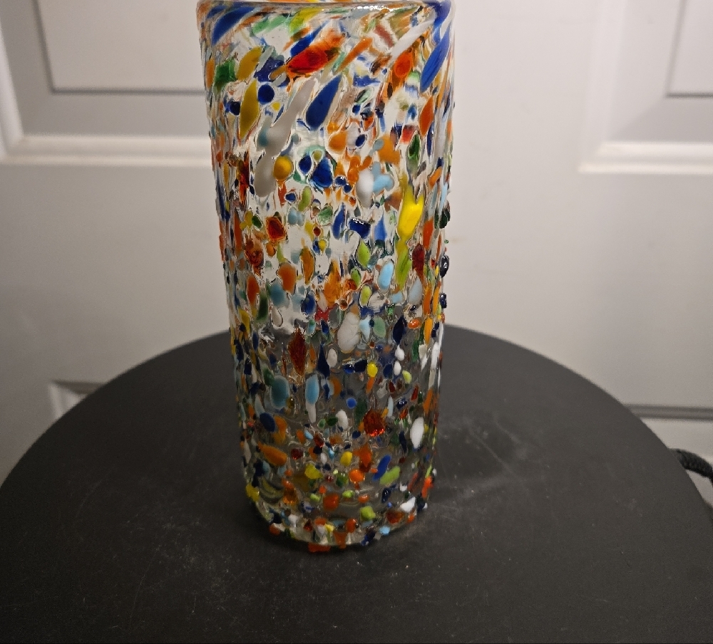 Colorful Multicolor Hand Blown Glass Vase - Picture 3 of 9